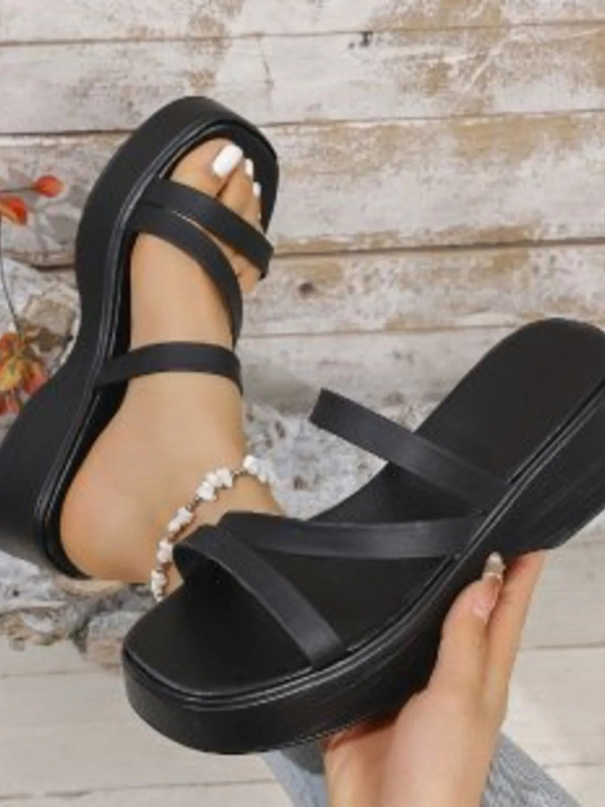 Women's comfortable mid-heel platform open-toe summer sandals by Plush Fashion Hub with stylish design and supportive sole.