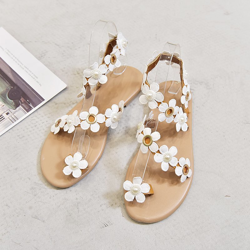 Plus size Roman flat floral pullover slippers by LadyShow.Store, featuring colorful floral design and comfortable slip-on style.