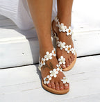 Plus size Roman flat floral pullover slippers by LadyShow.Store, showcasing comfortable slip-on design with floral pattern.