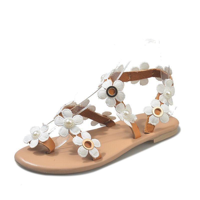 Plus size Roman flat floral pullover slippers by LadyShow.Store, featuring soft fabric and colorful floral design for comfortable indoor wear.