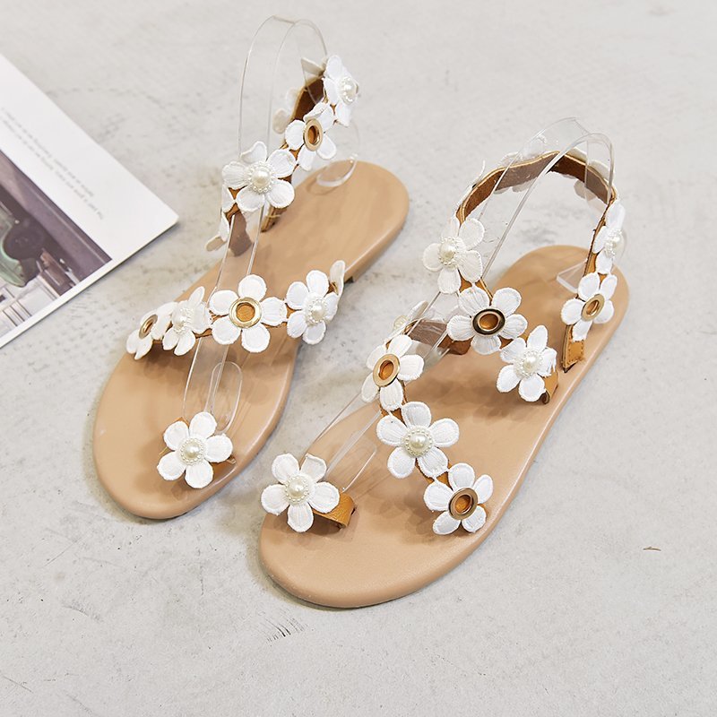 Plus size Roman flat floral pullover slippers by LadyShow.Store, featuring colorful floral pattern and comfortable slip-on design.
