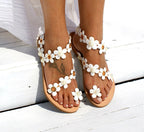 Plus size floral Roman flat slippers by LadyShow.Store, cozy pullover design with floral pattern for comfortable indoor wear.