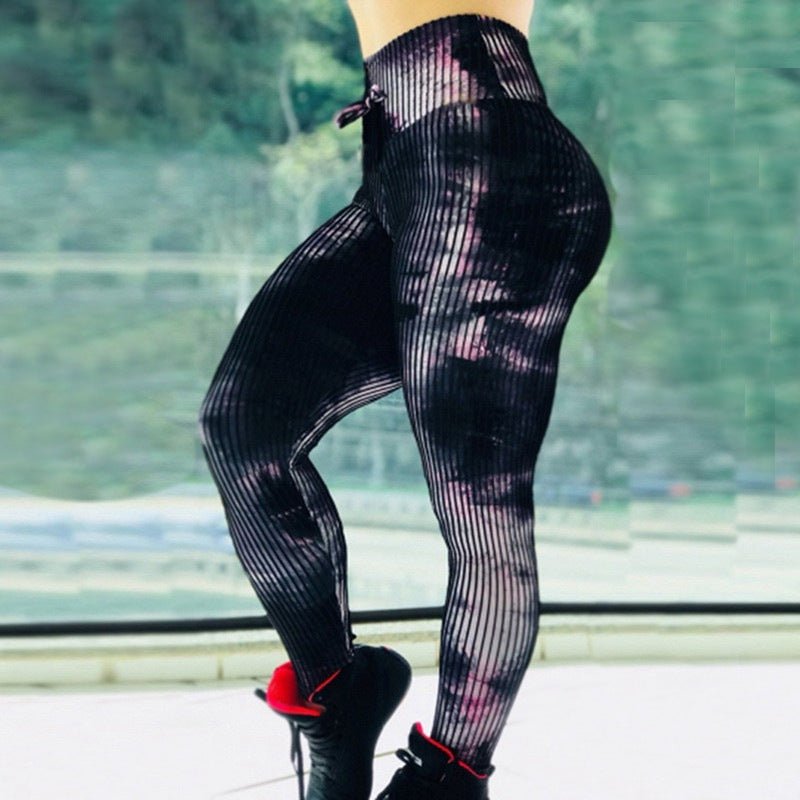 Printed high-waist leggings from FitiqueFit, stretchy and stylish workout wear designed for casual and active wear.