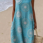 Printed ladies' long-sleeved round neck dress by LadyShow.Store, featuring floral pattern and comfortable fit.