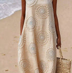 Printed ladies' long-sleeved round neck dress by LadyShow.Store, featuring a stylish floral pattern and comfortable fit.