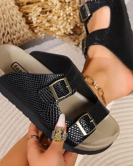 PU Leather Buckle Sandals - Plush Fashion Shop #