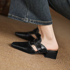 Retro closed-toe women's slippers by FitiqueFit featuring low heel summer sandals, perfect for comfortable casual wear.