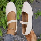 Women's classic round toe slip-on flats in neutral color, casual and comfortable everyday shoes by Trendsi.