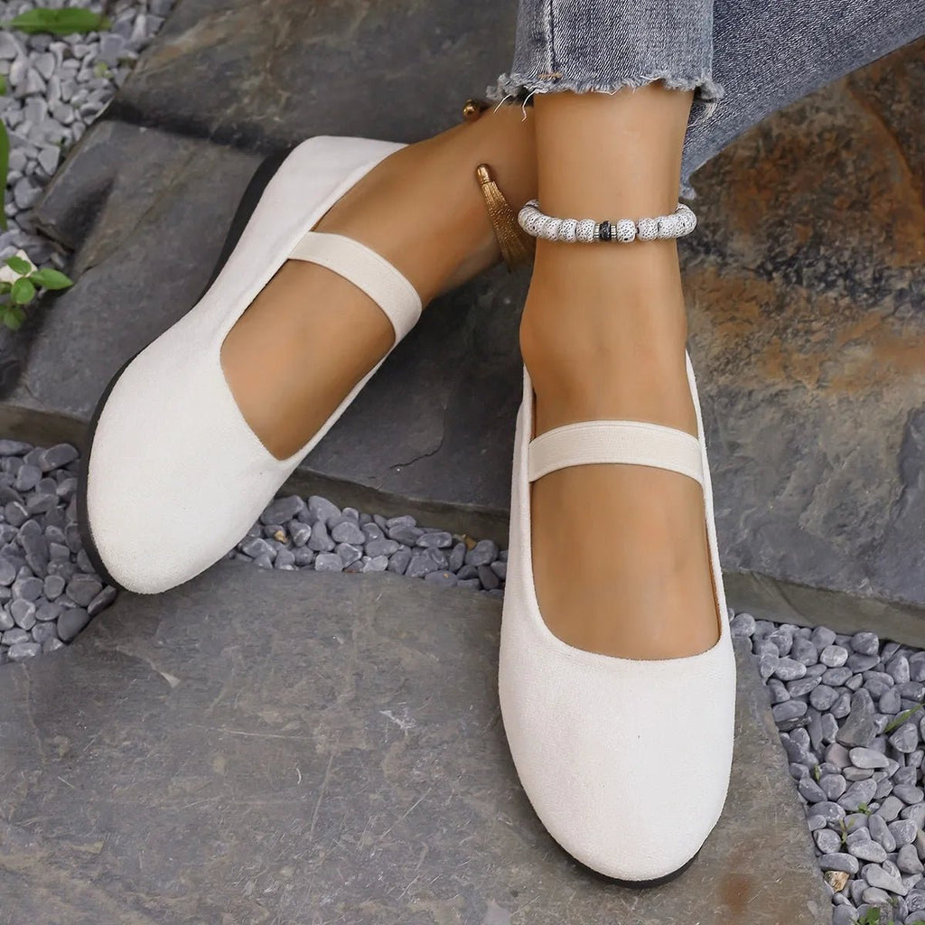 Women's classic round toe slip-on casual flats by Trendsi, comfortable everyday shoes, shown in a neutral color.