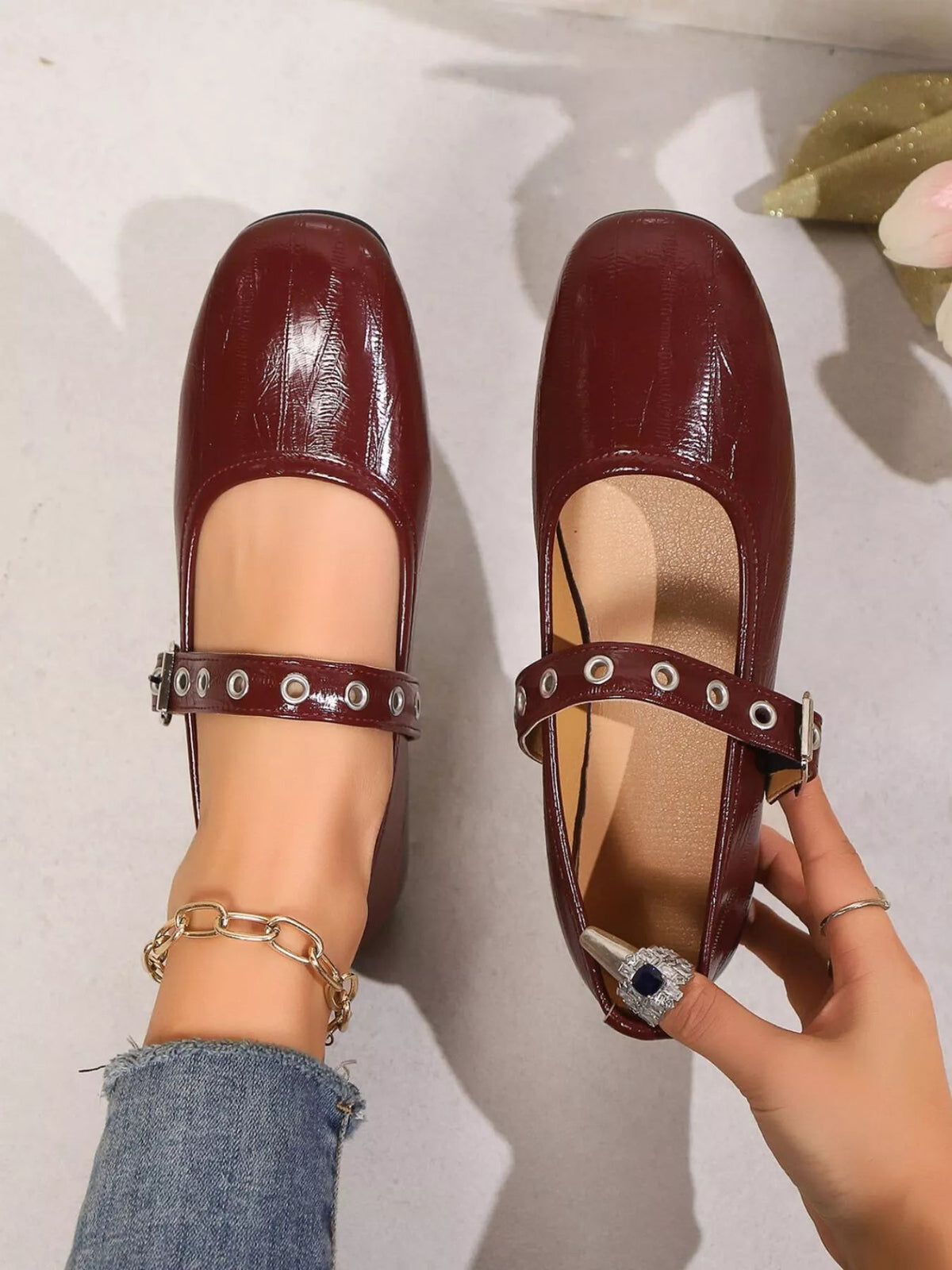 Classic round-toe Mary Jane loafers in premium PU leather by Plush Fashion Hub, showcasing their stylish and comfortable shoe design.