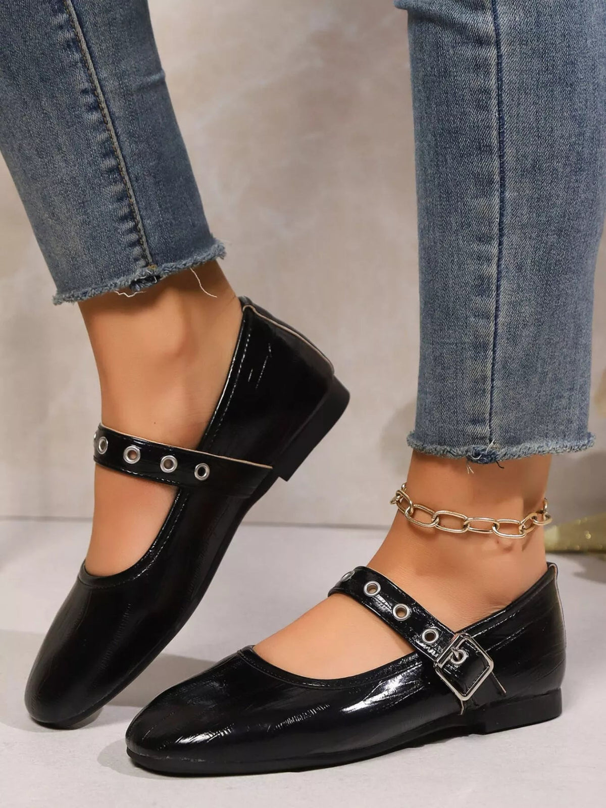 Classic round toe Mary Jane loafers in premium PU leather, stylish shoe by Plush Fashion Hub with a sleek finish.
