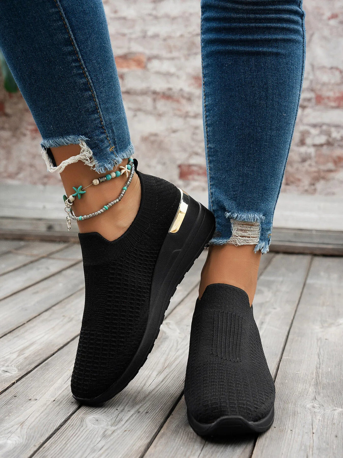 Women's round toe wedge sneakers by Plush Fashion Hub, featuring breathable material and stylish comfort footwear design.