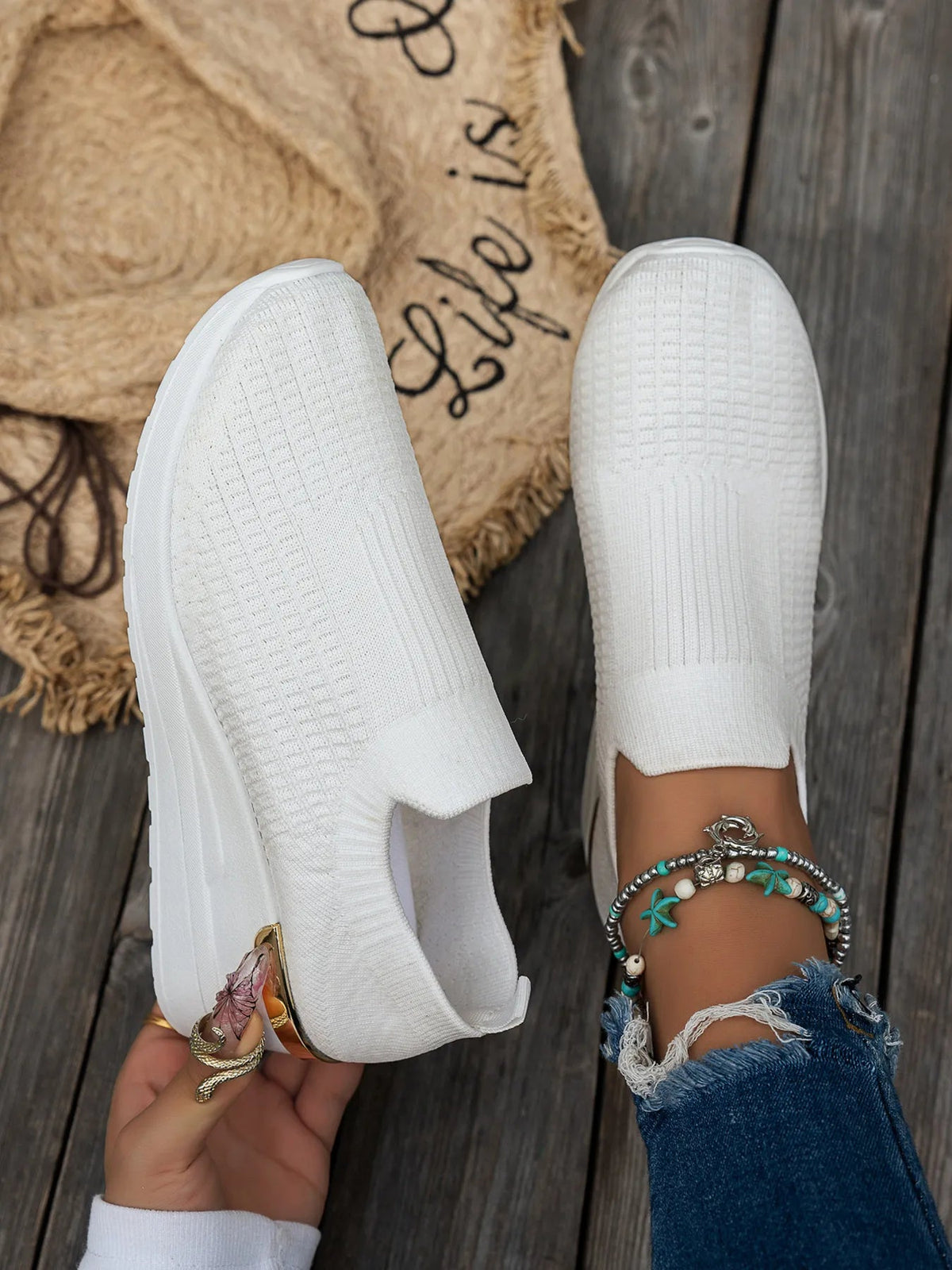 Women's round toe wedge sneakers by Plush Fashion Hub, breathable and comfortable fashion footwear with a stylish wedge heel.