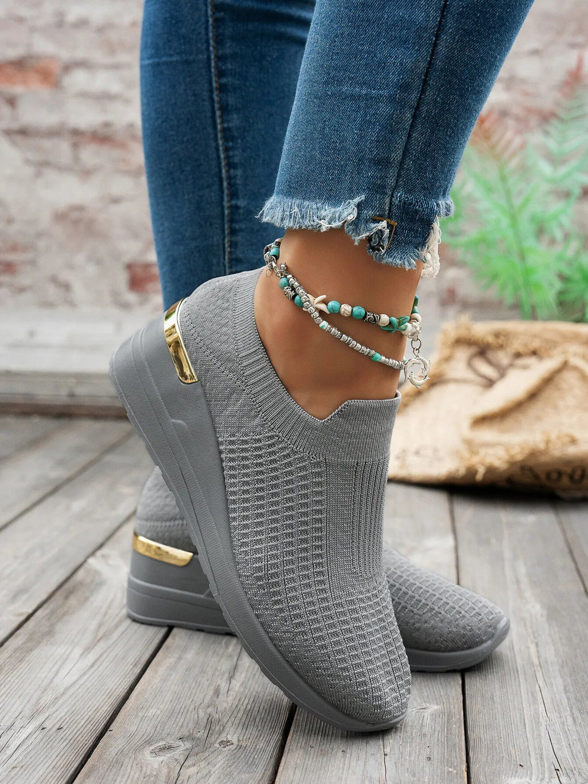 Women's round toe wedge sneakers by Plush Fashion Hub, breathable comfort fashion footwear with stylish design and supportive wedge heel.