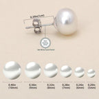 Sterling silver freshwater pearl ear studs with needle design, elegant and natural for women’s jewelry.