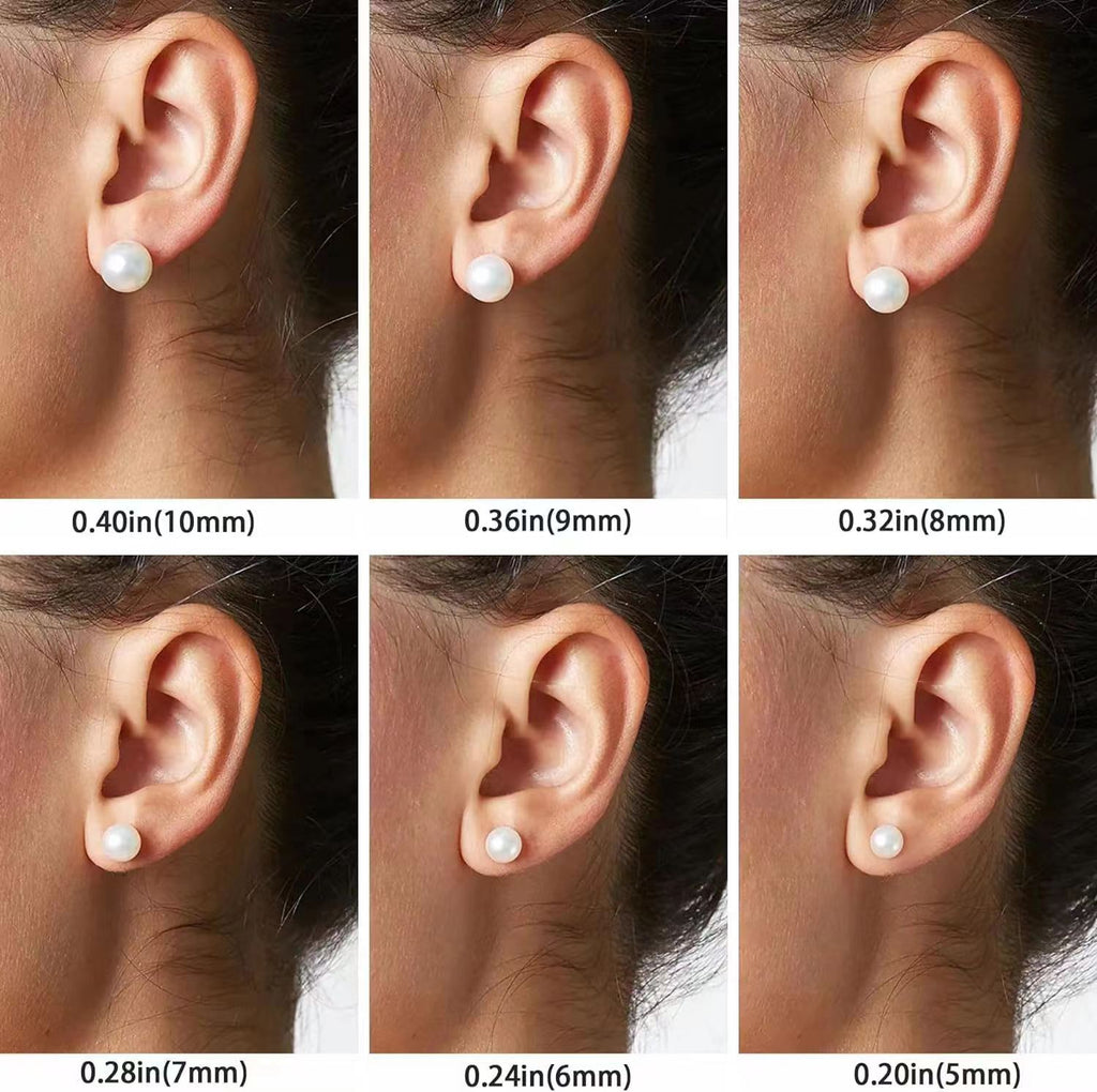 S925 sterling silver freshwater pearl ear studs with needle design, elegant jewelry for women.