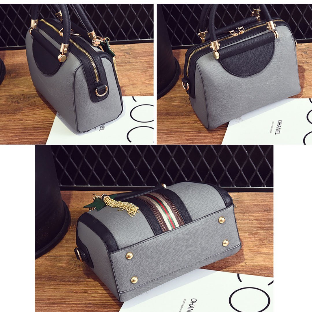 LadyShow.Store Sally Shoulder Bag in black with gold chain strap, stylish and spacious for everyday use
