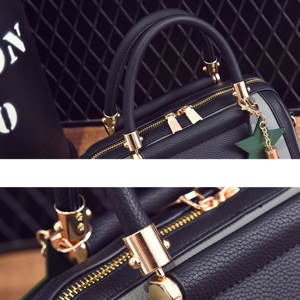 LadyShow.Store Sally Shoulder Bag in black with adjustable strap and spacious interior, perfect for casual and everyday use.
