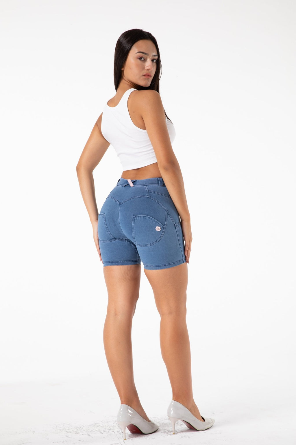 FitiqueFit Scrunch Bum Lift Ladies Gym Shorts with push-up compression fit, showcasing a snug, flattering fit and comfortable casual wear style.