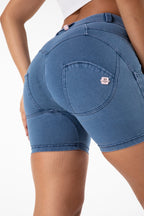 FitiqueFit Scrunch Bum Lift Ladies Gym Shorts with push-up compression fit, showcasing the high-waisted design and scrunched back detail.
