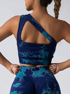 FitiqueFit seamless one-shoulder bra and scrunch high-waisted yoga leggings set, activewear for comfortable workout wear.