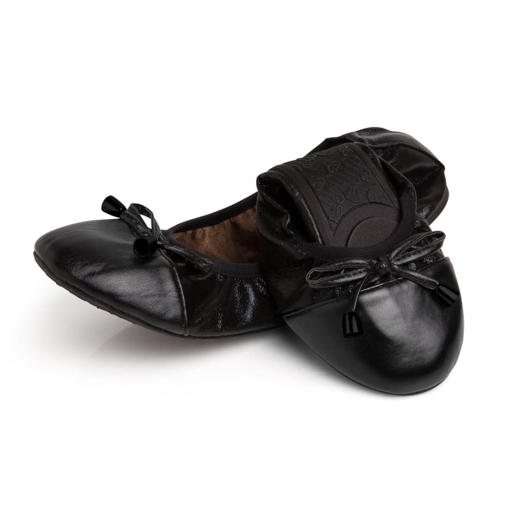 Black Talaria Flats shoes with sleek, minimalist design and comfortable slip-on style, ideal for casual or professional wear.
