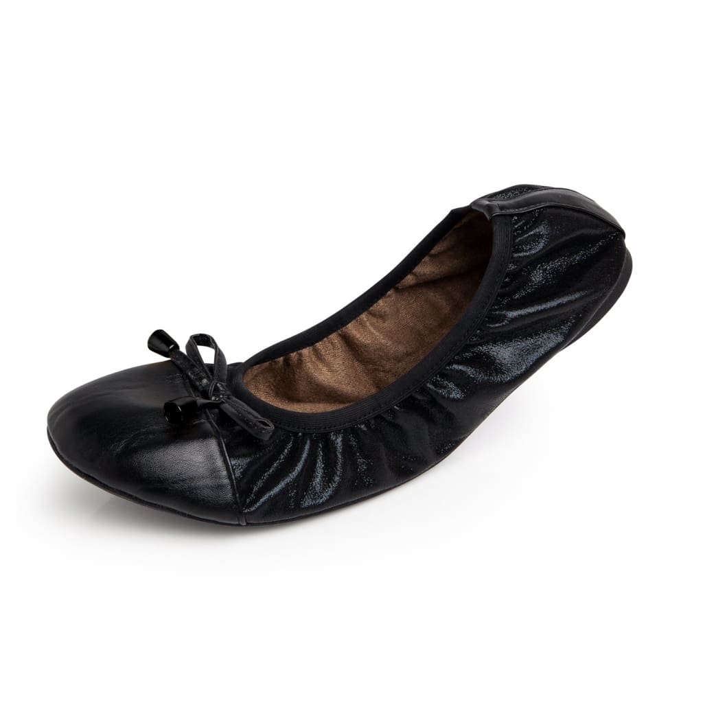 Black flats shoes by Talaria Flats, stylish and comfortable women's footwear with a sleek design and smooth finish.