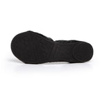 Black Talaria Flats shoes with sleek, minimalist design, featuring comfortable slip-on style and smooth leather finish.