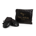 Black Talaria Flats shoes with sleek, minimalist design and comfortable flat sole, perfect for everyday wear.