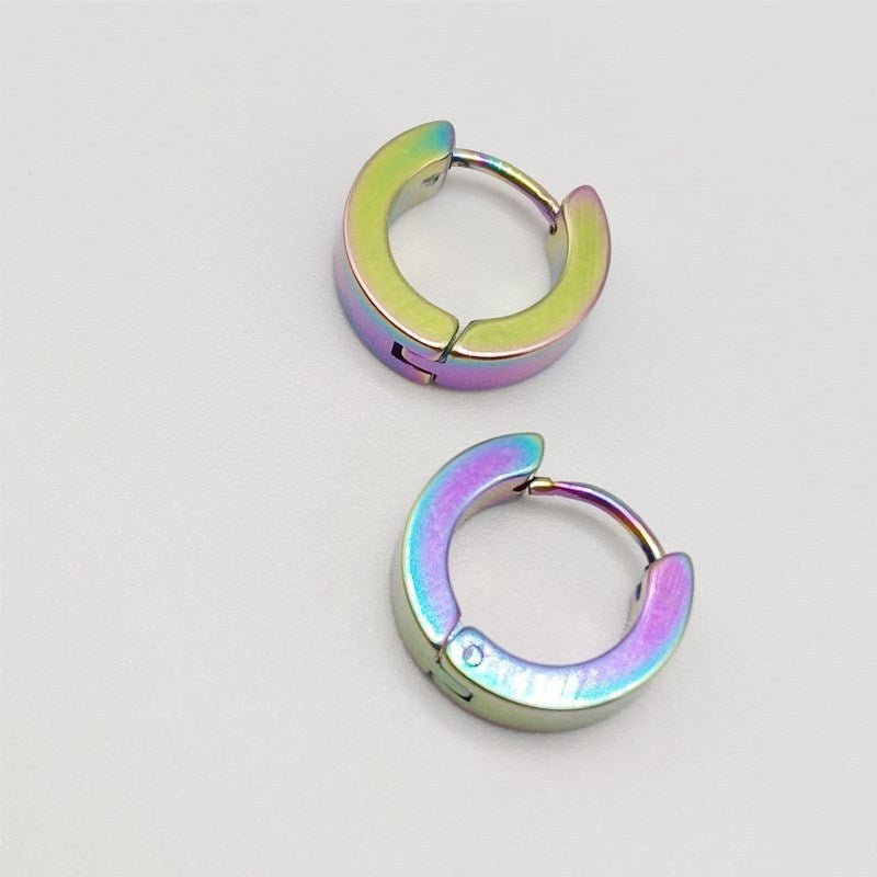 Simple electroplated stainless steel earrings featuring sleek, minimalist design suitable for everyday wear.