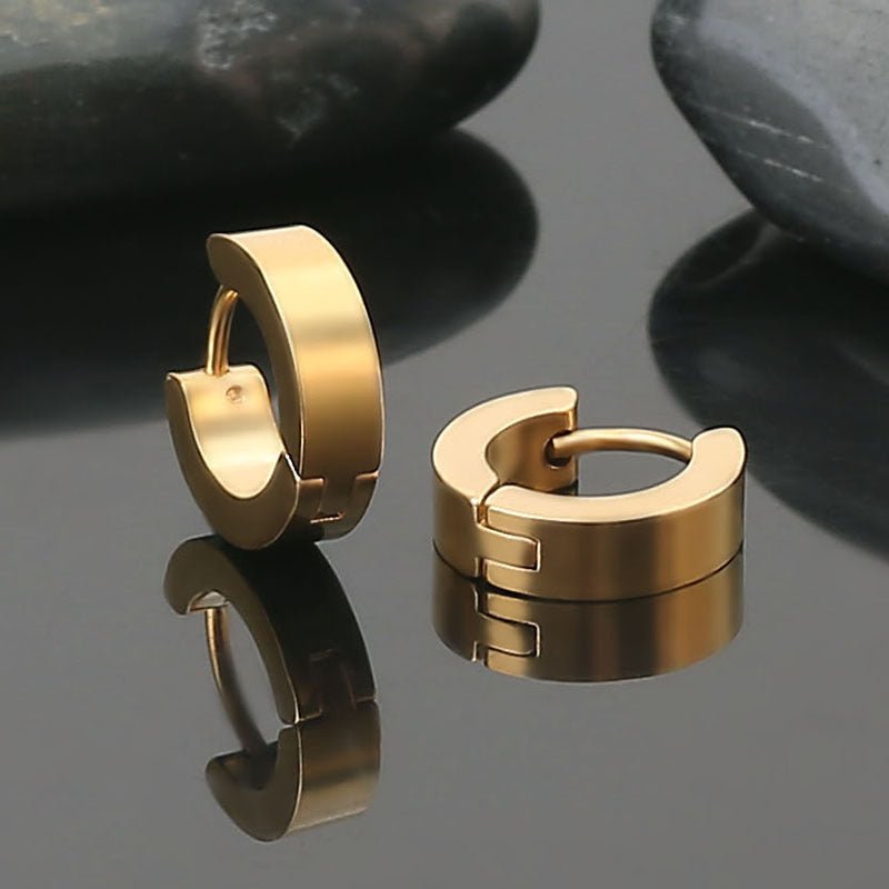 Simple electroplated stainless steel earrings featuring sleek, minimalist design, suitable for everyday wear.