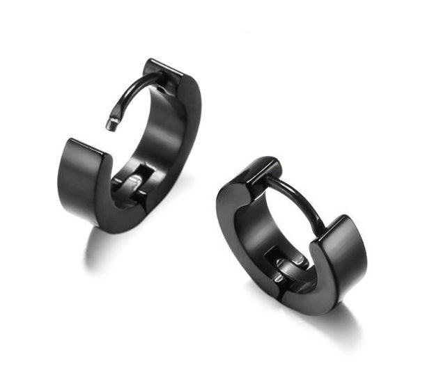 Simple electroplated stainless steel earrings with sleek design, featuring shiny silver finish and minimalist style.