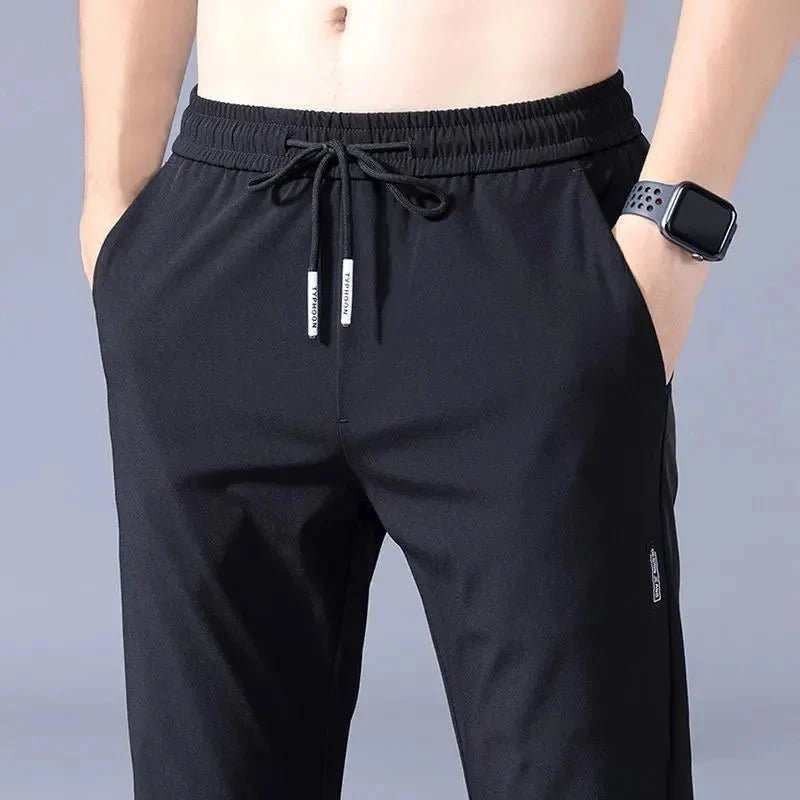 Slim Fit Stretch Jogger Pants with Elastic Waist by FitiqueFit, casualwear, showing the slim fit and comfortable elastic waistband.