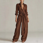 Solid color casual pants set for women by FitiqueFit, featuring comfortable, stylish fashion casualwear with matching top and pants.