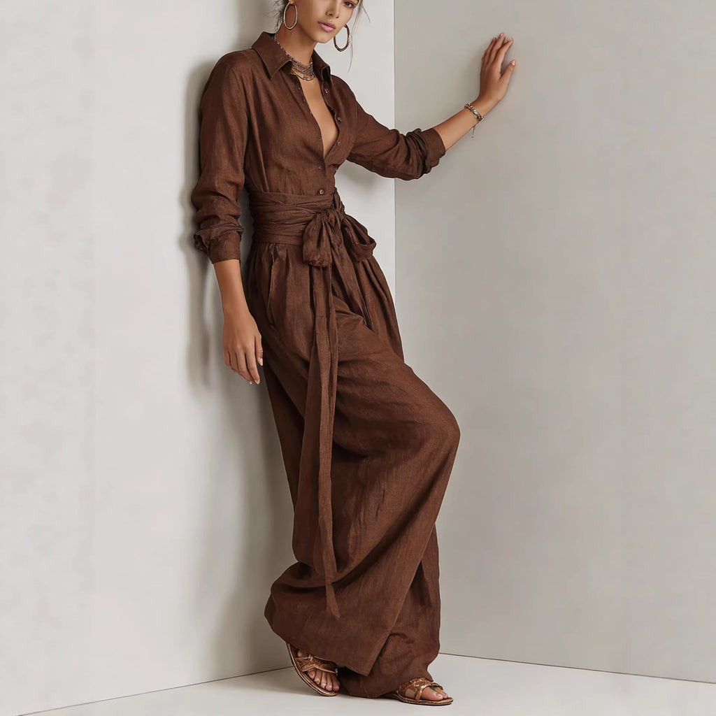 Solid color casual pants set for women by FitiqueFit, featuring a relaxed fit and comfortable fabric in a stylish design.