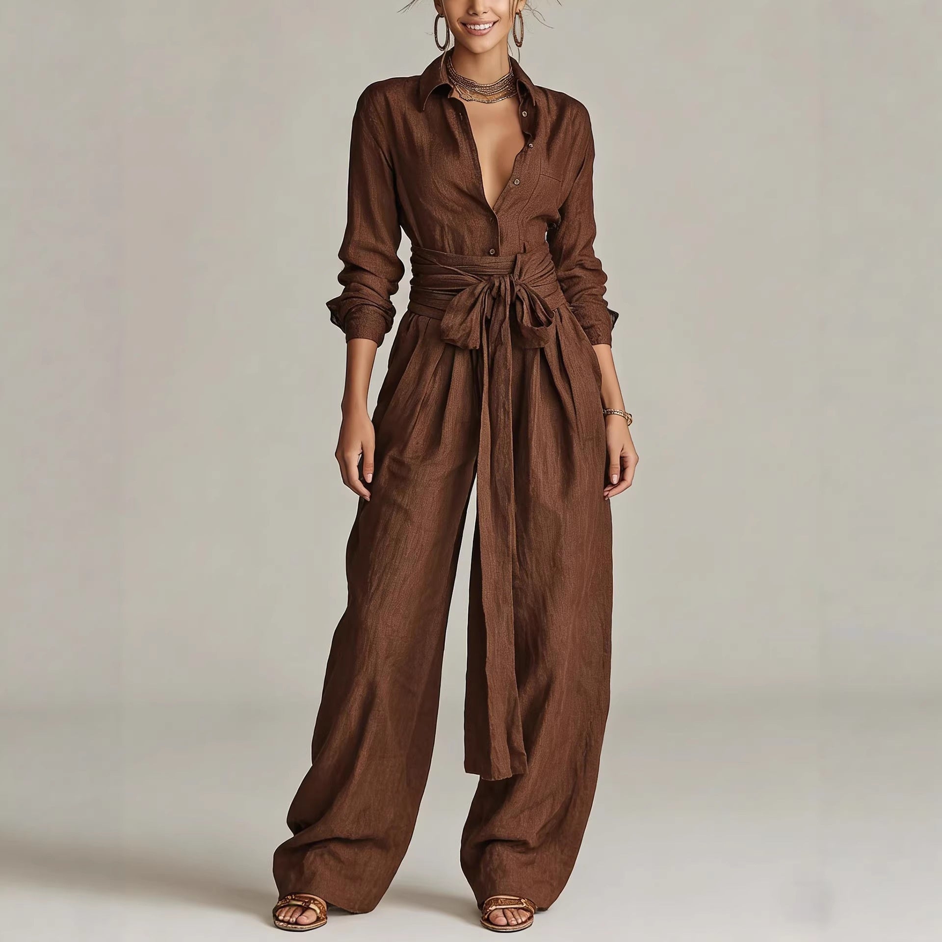 Solid color casual pants set for women by FitiqueFit, featuring comfortable, stylish casualwear for a relaxed everyday look.