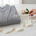 Lightweight women’s waffle piping bathrobe by Lotus Linen, spa-style comfort with soft, cozy fabric and relaxed fit.