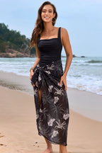 Square neck printed one-piece swimwear and cover-up set from FitiqueFit, featuring a stylish casualwear design.