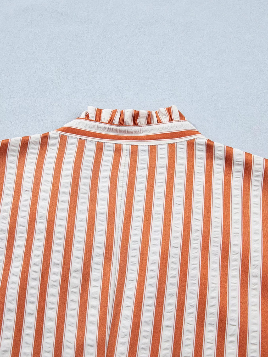 Stripe pinched V-neck mini dress with turn-up cuffs and pockets, trendy and stylish dress by Trendsi.