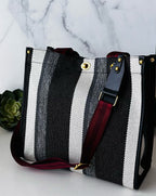 LadyShow.Store stripe tote bag featuring a classic striped design, durable fabric, and spacious interior for everyday use.
