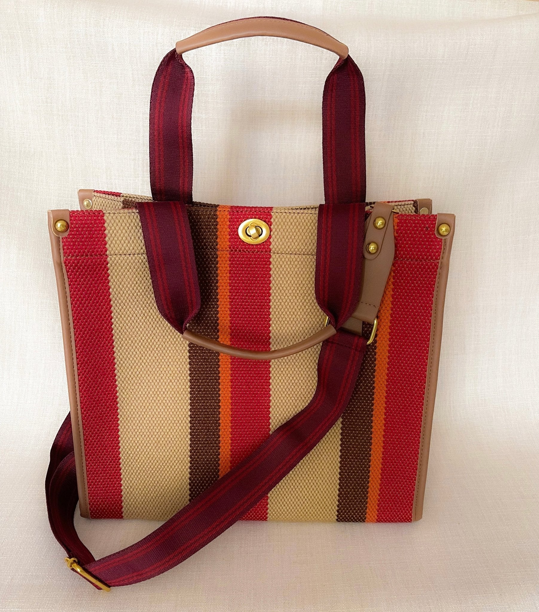 LadyShow.Store stripe tote bag with striped pattern, spacious design, adjustable handles, perfect for daily use and fashion.