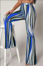 Striped high-waist flared leg pants from LadyShow.Store, featuring bold vertical stripes and a stylish wide-leg silhouette.