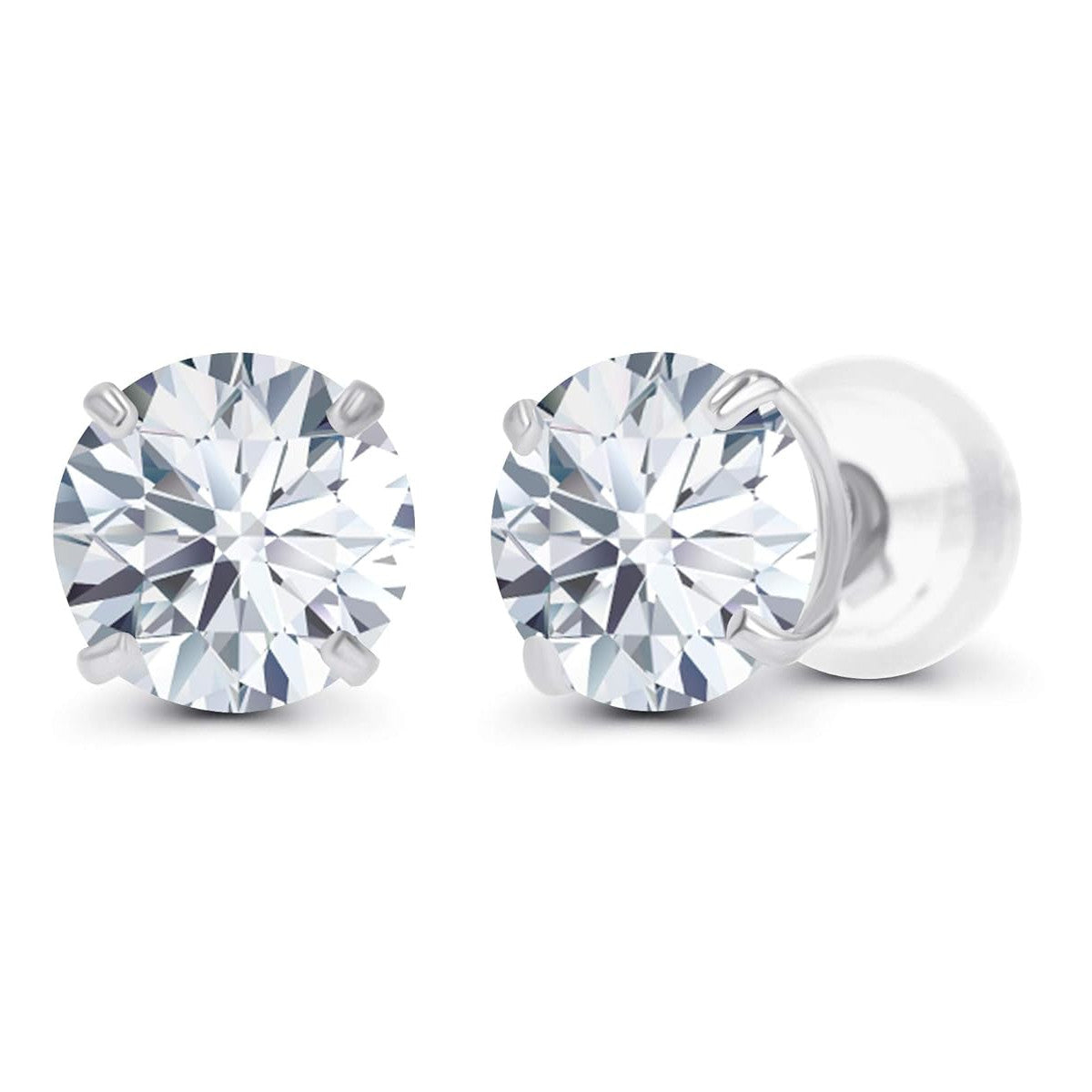 2CTW Created Moissanite Stud Earrings (G-VS) in Choice of 14K White Gold or Yellow Gold-0