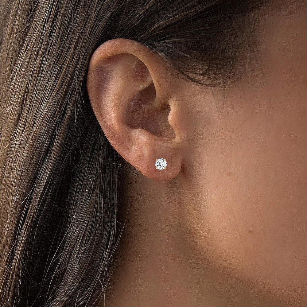 2CTW Created Moissanite Stud Earrings (G-VS) in Choice of 14K White Gold or Yellow Gold-2