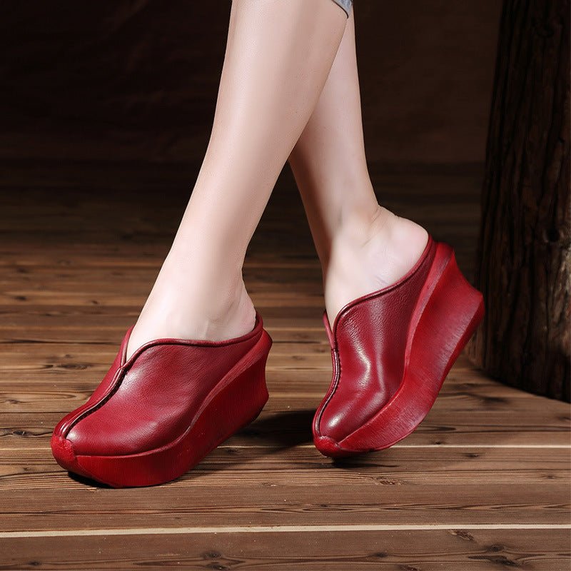LadyShow.Store summer chunky heel platform closed-toe shoes with stylish design and comfortable fit, perfect for warm weather.