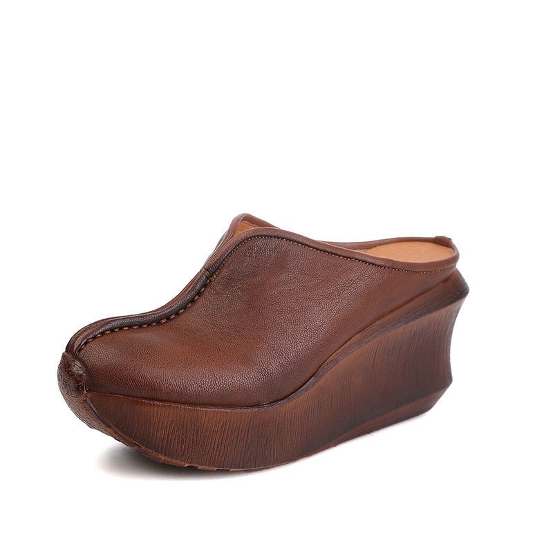 LadyShow.Store summer chunky heel platform closed-toe shoes with stylish design and comfortable fit for warm weather.