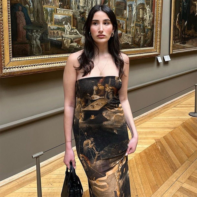 Slim fit FitiqueFit summer strapless printed tube dress, casual mini dress with a bodycon silhouette perfect for warm weather.