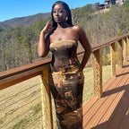 Slim fit FitiqueFit summer strapless printed tube dress, casual mini bodycon dress with vibrant print and sleeveless design.