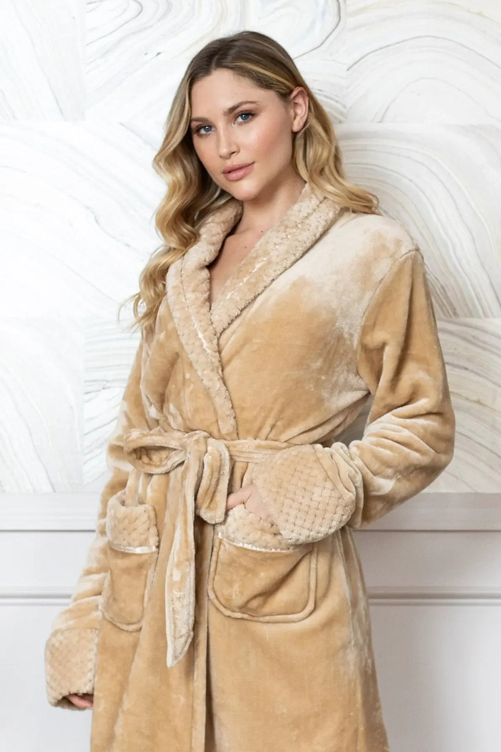 Tancolor women's ultra soft plush bathrobe by Lotus Linen, cozy and comfortable robe with a plush fabric for relaxing comfort.