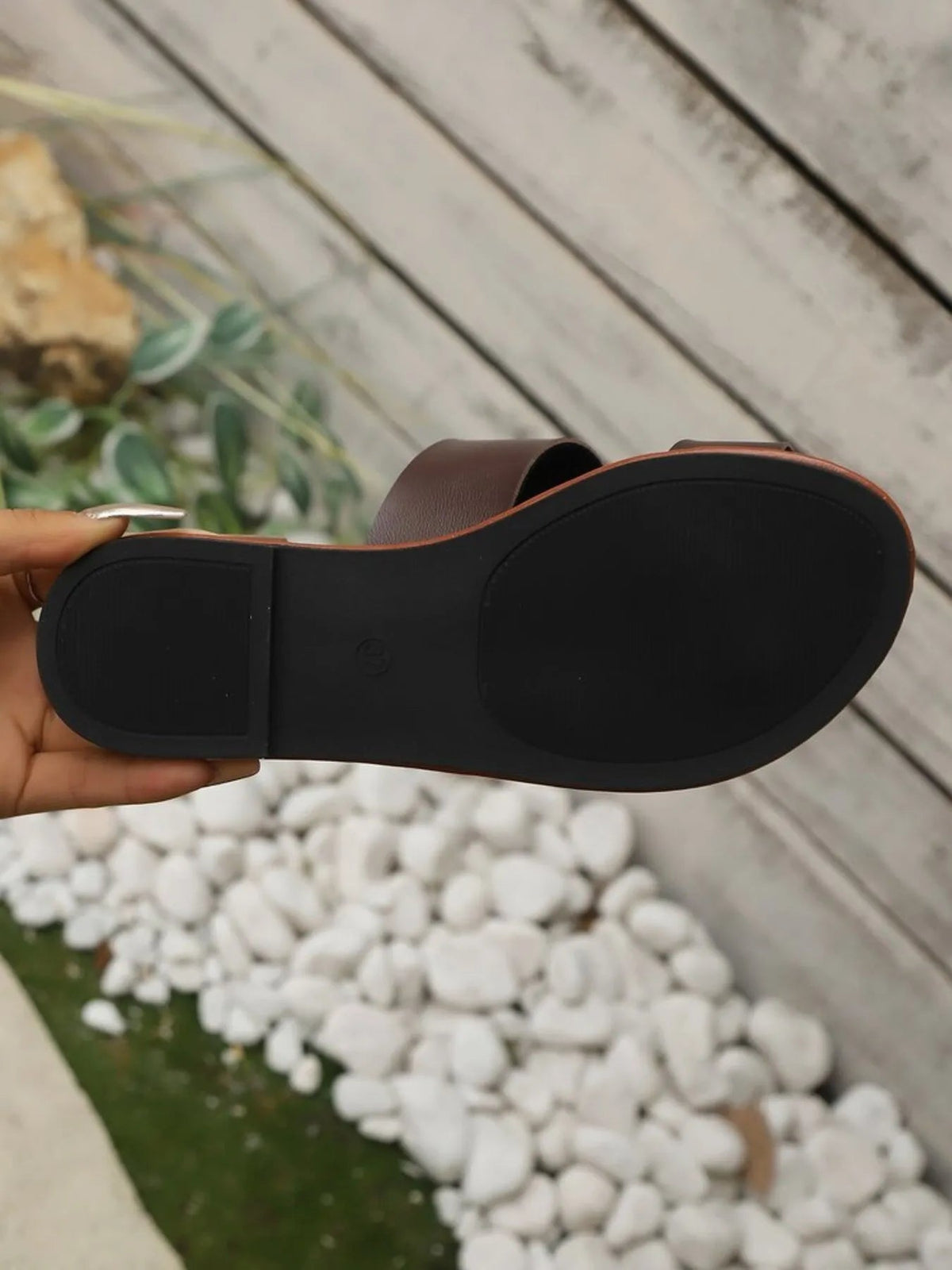 Women's vegan PU leather toe loop flat sandals by Plush Fashion Hub, featuring comfortable everyday slip-on shoe design.